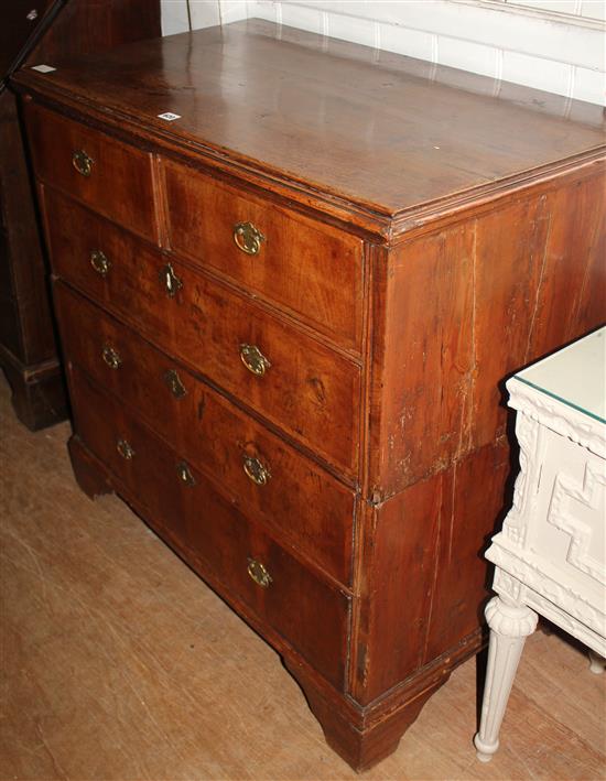 Walnut, oak & pine chest of drawers